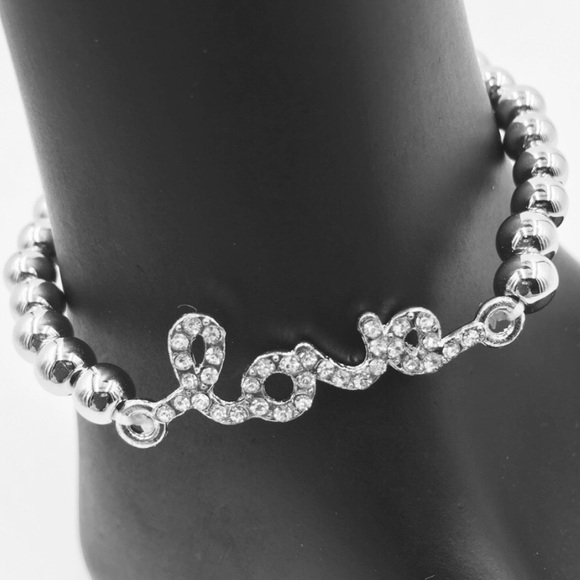 Silver Stretchy “Love” Bracelet NEW - Picture 2 of 2